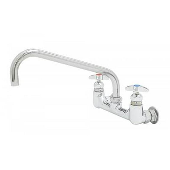 T&S Brass - Big-Flo Mixing Faucet, 8'' Wall Mount, 12'' Swing Nozzle, 00LL Inlet Elbows, Check Valves