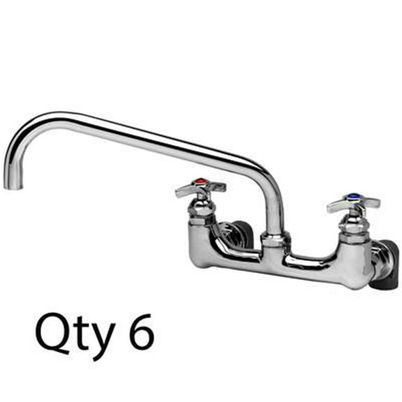 T&S Brass - Big-Flo Mixing Faucet, Wall Mount, 8'' Centers, 12'' Swing Nozzle, LL Inlets - Pack of 6