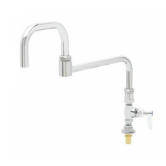 T&S Brass - Big-Flo Single Pantry Faucet, Deck Mount, 18'' Double-Joint Swing Nozzle w/ Plain-End, & Lever Handle