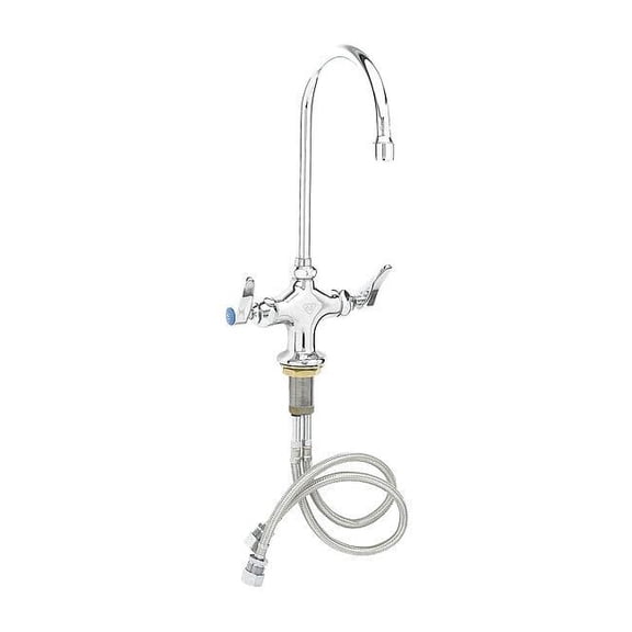T&S Brass - Double Pantry Faucet, Single Hole Base, Swivel/Rigid Gooseneck, Stream Regulator