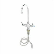 T&S Brass - Double Pantry Faucet, Single Hole Base, Swivel/Rigid Gooseneck, Stream Regulator