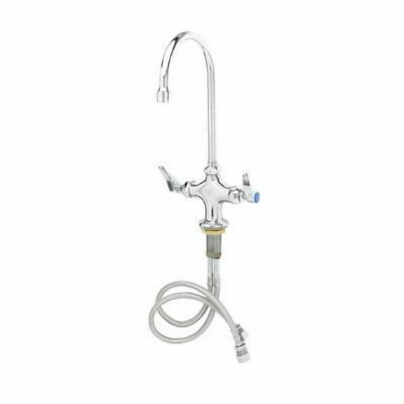 T&S Brass - Double Pantry Faucet, Single Hole Base, Swivel/Rigid Gooseneck, Stream Regulator