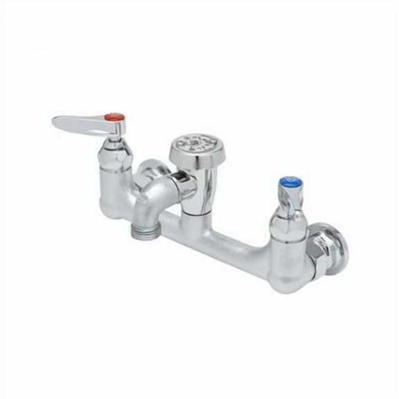 T&S Brass - Service Sink Faucet, Wall Mount, 8'' Centers, Vac. Breaker, Garden Hose Outlet, Rough