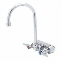 T&S Brass - Workboard Faucet, 4'' Wall Mount, 133X Swivel Gooseneck, Lever Handles