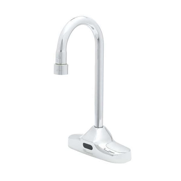 Deck+Mount+Electronic+Faucet+-+4%22+Centers%2c+Gooseneck+Spout%2c+Chrome+Plated+Brass