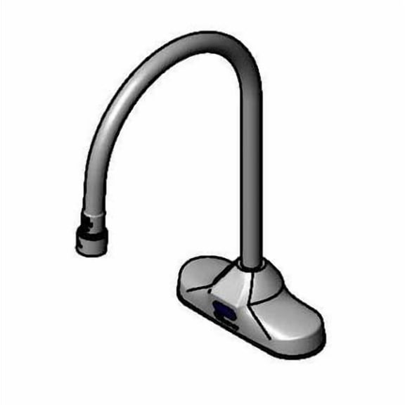 T&S Brass - ChekPoint Sensor Faucet, 4'' Deck Mount, 8'' Rigid Gooseneck, 1.0 GPM VR Aerator, TMV & HG (Two-Hole Installation Design)