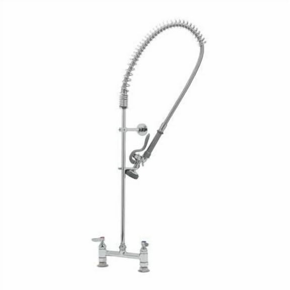 T&S Brass - EasyInstall Pre-Rinse, Spring Action, Deck Mount Base, 8'' Centers, Wall Bracket