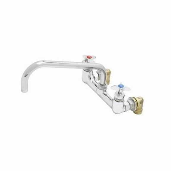T&S Brass - Big-Flo Mixing Faucet, 8'' Wall Mount, 12'' Swing Nozzle, 00LL Inlet Elbows