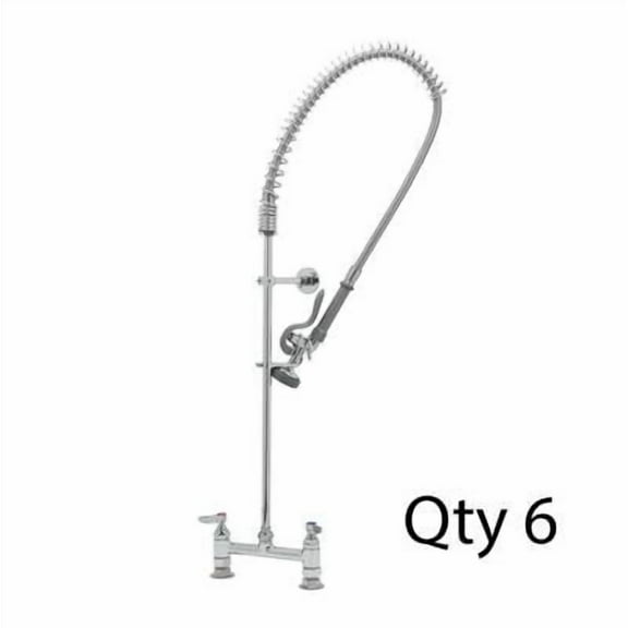 T&S Brass - EasyInstall Pre-Rinse, Spring Action, Deck Mount Base, 8'' Centers, Wall Bracket - Pack of 6