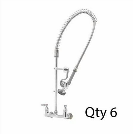 T&S Brass - EasyInstall Pre-Rinse, Spring Action, Wall Mount Base, 8'' Centers, Wall Bracket - Pack of 6