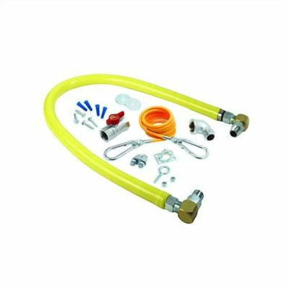 T&S Brass - Gas Hose, Free Spin Fittings, 3/4'' NPT, 60'' Long, Installation Kit & SwiveLink Fittings