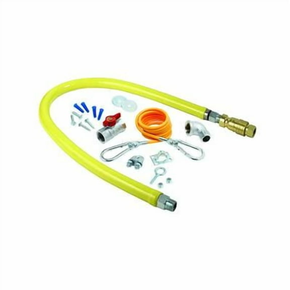 T&S Brass - Gas Hose w/Quick Disconnect, 3/4'' NPT, 36'' Long, Includes Installation Kit