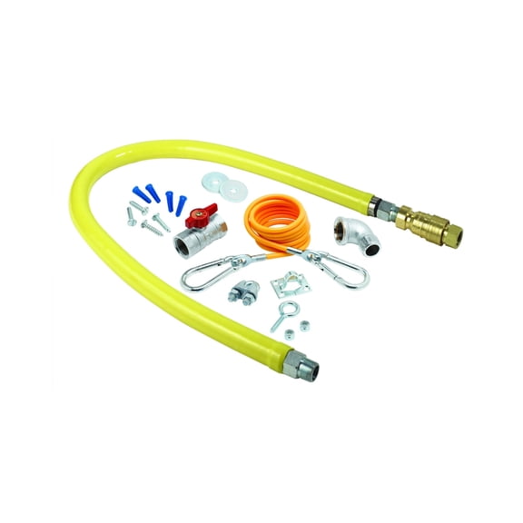 T&S Brass - Gas Hose w/Quick Disconnect, 3/4'' NPT, 36'' Long, Includes Installation Kit