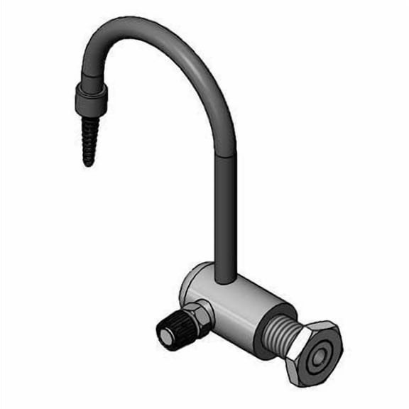 T&S Brass - Lab Faucet, Wall Mount, Gray PVC, Rigid Gooseneck, Serrated Tip, 3/8'' NPT Female Inlet (Pure Water Applications)