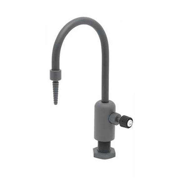 T&S Brass - Lab Faucet, Single Control, Grey PVC, Rigid Gooseneck, Serrated Tip, 3/8'' NPT Female Inlet (Pure Water Applications)