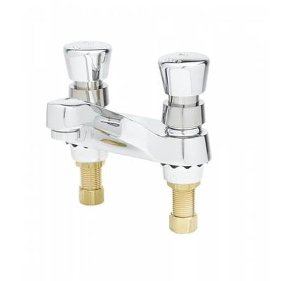 T&S Brass - Metering Faucet, Deck Mount, 4'' Centers, 1.0 GPM & Push Button Handles