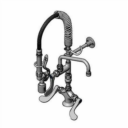 T&S Brass - Mini PRU: Dual Pantry w/ B-0107-C, 8'' Swivel Nozzle, VB, 4'' Handles & Cv Ceramas Mini Pre-Rinse Unit