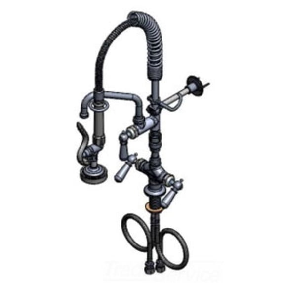 T&S Brass MPZ-2DCV-06-CR Mini-Pre-Rinse unit: B-0113 w/ B-0107, 6 Swivel Nozzle, Ceramas, Vb, Club Handles