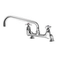 thumbnail image 1 of T&S Brass Deck-Mount Big-Flo Faucet, 12" Spout, 8" Centers, Stainless, 1 of 1
