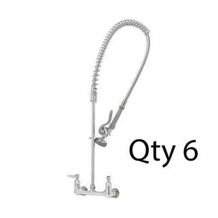 T&S Brass - EasyInstall Pre-Rinse, Spring Action, Wall Mount Base, 8'' Centers - Pack of 6
