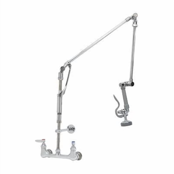 T&S Brass - Pre-Rinse, Roto-Flex Design, Wall Mount Base, 8'' Centers, Wall Bracket, 40'' Overall Height