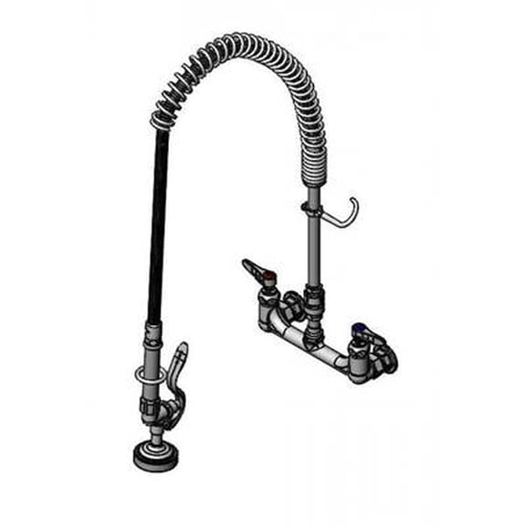 T&S Brass - Pre-Rinse Unit: Spring Action, Wall Mount, 8'' Centers, Vacuum Breaker Hose