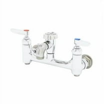 T&S Brass - Service Sink Faucet, Wall Mount, 8'' Centers, Vac. Breaker, Built-In Stops, Polished