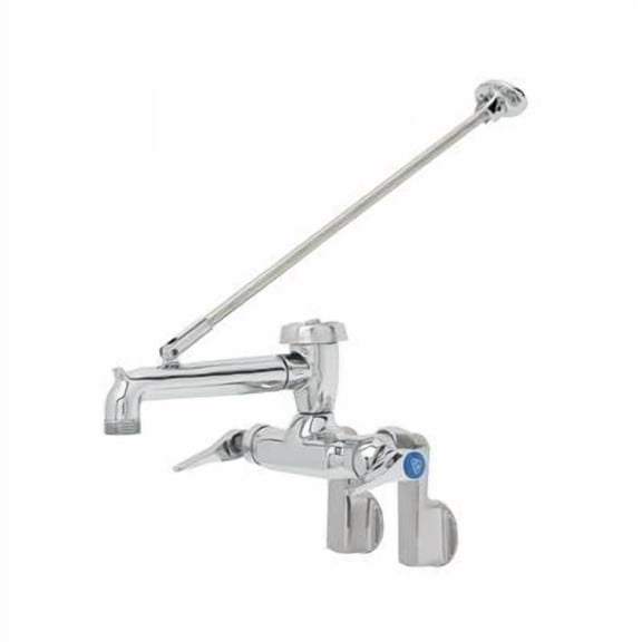 T&S Brass - Service Sink Faucet, Wall Mount, Adjustable Centers, Vac. Breaker, Wall Brace, Polished