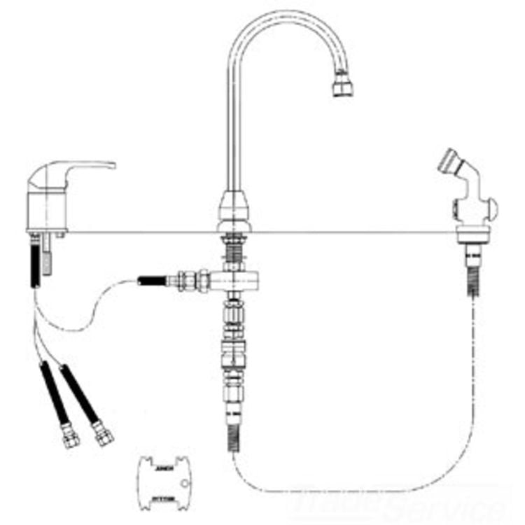 T&S BRASS B-2749 SIDE MOUNT MIXER, DUMMY SWIVEL GN, VR AERATOR, B-0101, B-KF, B-0970-FE