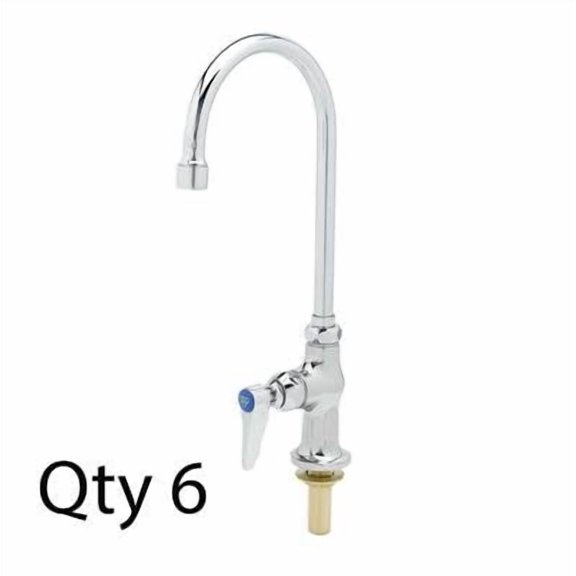 T&S Brass - Single Pantry Faucet, Deck Mount, Rigid Gooseneck, Stream Regulator - Pack of 6