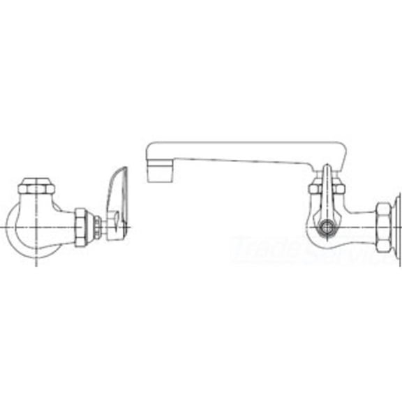 T&S BRASS B-0216-177F SINGLE TEMP.WALL MOUNT SWIVEL BASE W/ LEVER HANDLE & OCS6 6CAST SPOUT