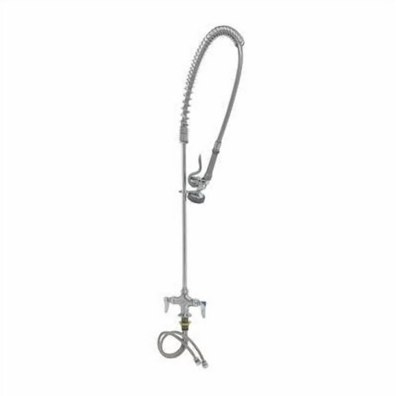T&S Brass - EasyInstall Pre-Rinse, Spring Action, Single Hole Base, 18'' Flex Lines, B-0107 Spray Valve