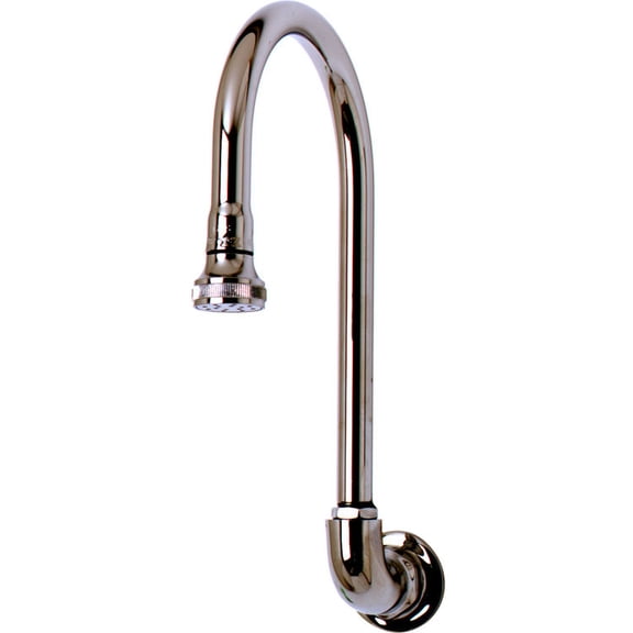 T&S BRASS B-0536 RIGID GOOSENECK, WALL MOUNT, ROSESPRAY, 5-1/2 SPREAD, 11-3/8
