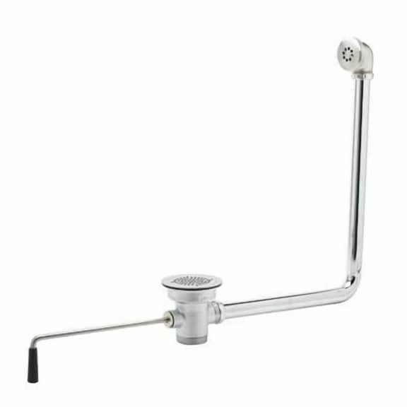 T&S Brass - Waste Drain Valve, Short Twist Handle, 3'' x 2'', Overflow Tube & 1-1/2'' Adapter
