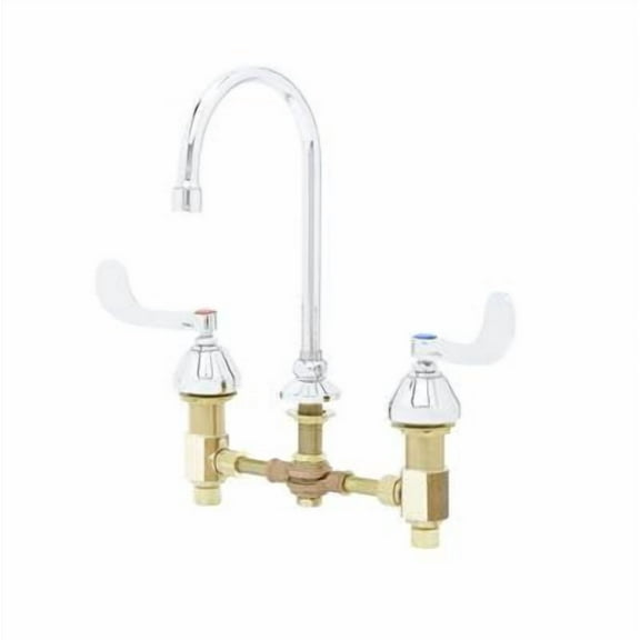 T&S Brass - Medical Faucet, Concealed Body, 8'' Centers, 4'' Wrist Handles, Rigid/Swivel GN, Aerator