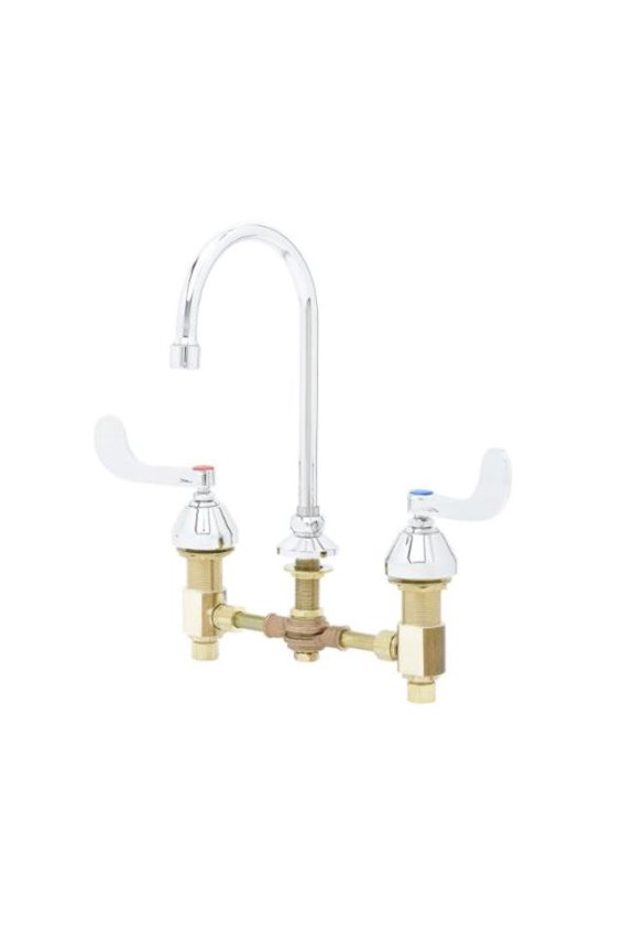 T And S Brass B-0867-04 Medical Faucet, Concealed Body, 8" Centers, 4" Wrist Handles,