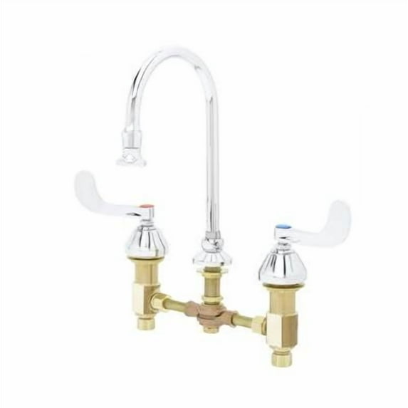 T&S Brass - Medical Faucet, Concealed Body, 8'' Centers, 4'' Handles, Swivel/Rigid GN w/ Rosespray