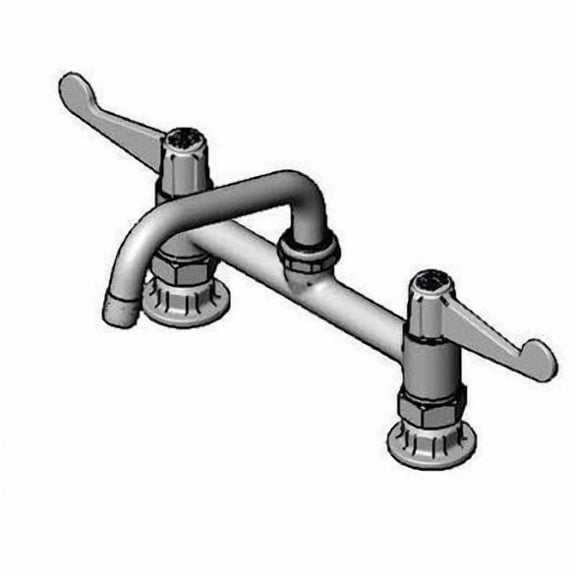 T&S Brass - equip 8'' Deck Mount Faucet, Wrist Handles, 6'' Swing Nozzle & 1/2'' NPT Supply Nipple Kit