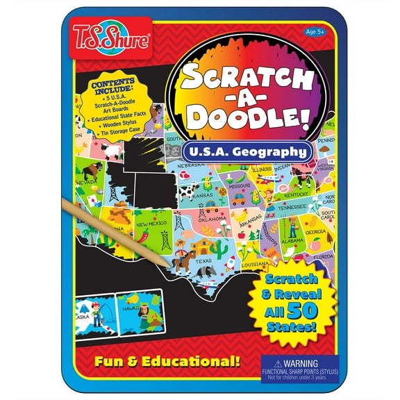 T.S. Shure Scratch-A-Doodle USA Learning Tin