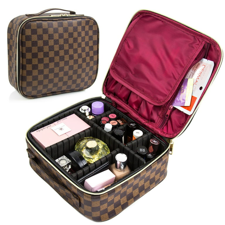 Checkered Makeup Bag, Portable Cosmetic Bags for Women Toiletry Travel Organizer  Make Up Bags 