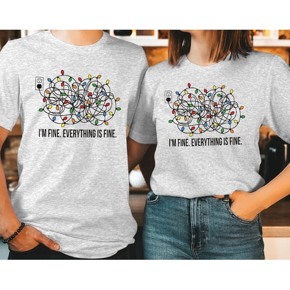 T-SHIRT (5284) I’m Fine Everything is Fine Tangled lights Sweatshirt Festive Season Jumper