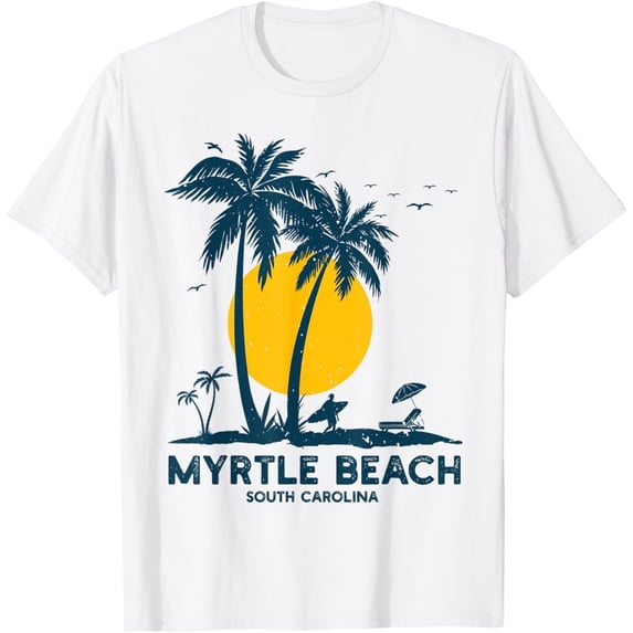 T-SHIRT Family Vacation Retro Sunset South Carolina Myrtle Beach T-SHIRT mens t shirt,white,women,funny,misfits,men,journey