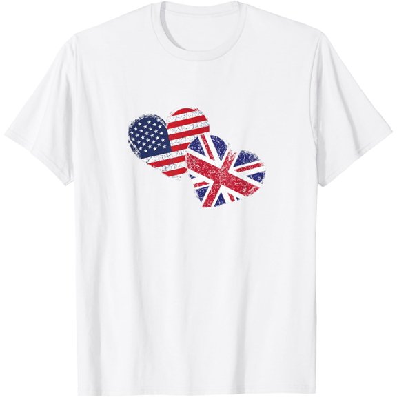 T-SHIRT USA United Kingdom Heart Country Flag American British T-SHIRT mens t shirt,white,women,funny,misfits,men,journey