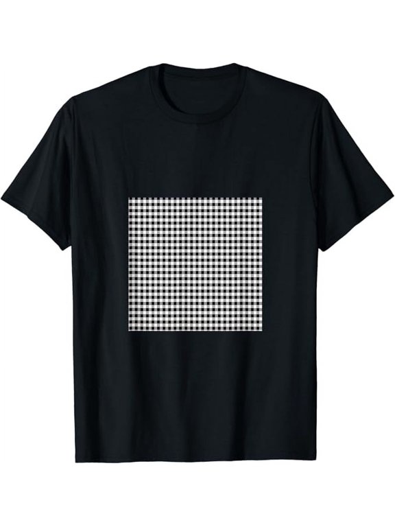 T-SHIRTBlack and white,Gingham,squares,checked,plaid,pattern T-Shirt mens t shirtblackwomenfunnymisfitsmenjourney