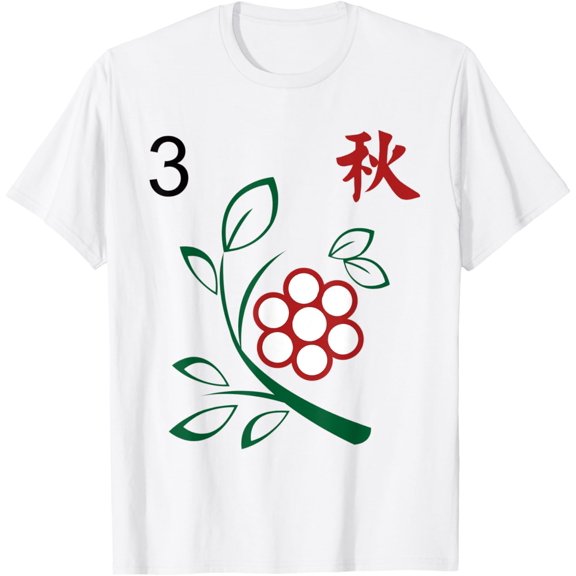 T-SHIRTChinese Mahjong Mah Jong Game Tiles Season Fall Three T-Shirt mens t shirt,white,women,funny,misfits,men,journey