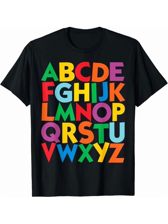 T-SHIRTColorful Uppercase Letters Alphabet learn ABCs boy girl kids T-Shirt mens t shirt,black,women,funny,misfits,men,journey