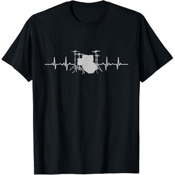 T-SHIRTDrums Heartbeat Funny Drummer Percussionists Gift Men Boys T-Shirt mens t shirt,black,women,funny,misfits,men,journey