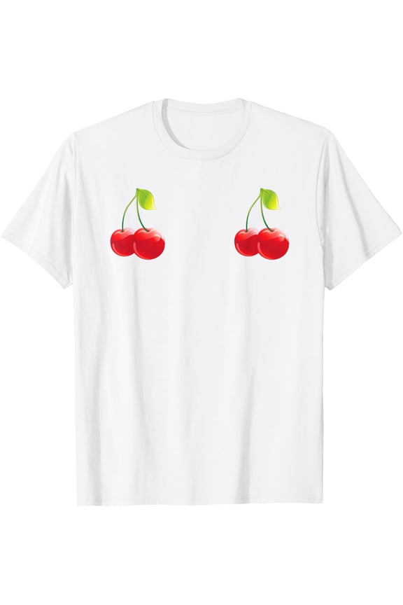 T-SHIRTFunny Cherry Boobs T-Shirt Women Girls Party Gift Tee Shirt mens t shirt,white,women,funny,misfits,men,journey