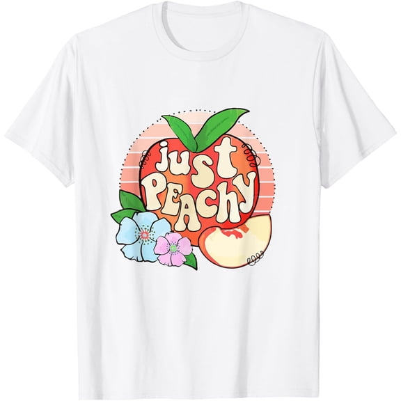 T-SHIRTJust Peachy Hello Summer Vibes Summertime Vacation Peach T-Shirt mens t shirt，white，women，funny，misfits，men，journey