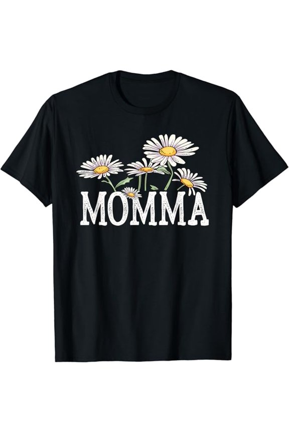 T-SHIRTMomma Floral Chamomile Design Mother's Day Gifts Momma T-Shirt mens t shirt,black,women,funny,misfits,men,journey